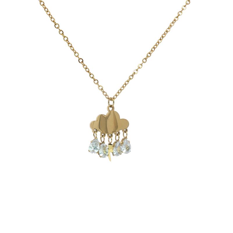 Thunder & Cloud w 4 Stones Necklace