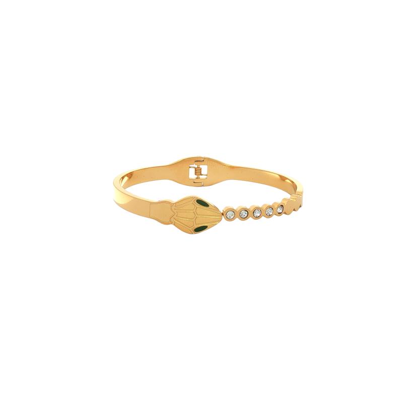 Snake Head with Green Eye 5 Stones Bangle
