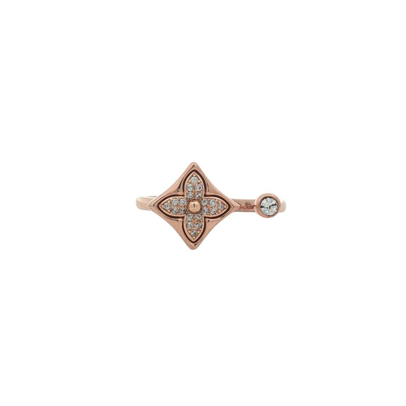 L&V - Diamond Flower w Stud Open Ring