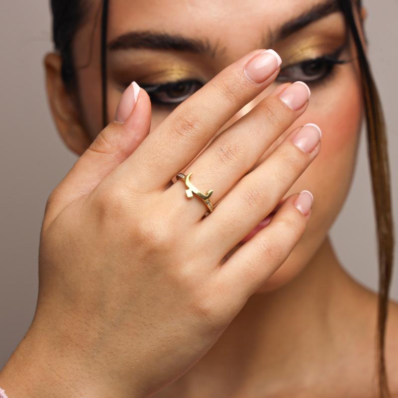 Arabic Letters Stones Ring 