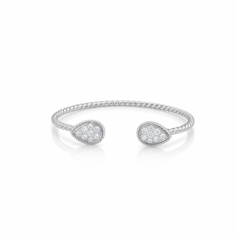 BO Small Full Stone Teardrop Open Bangle