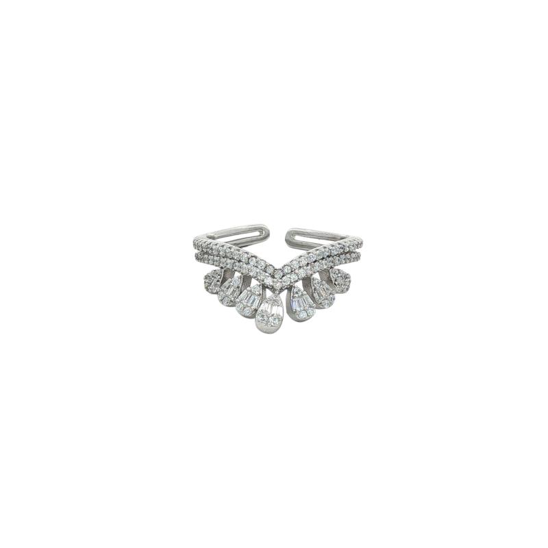OS 7 Pear Queen Crown Open Ring
