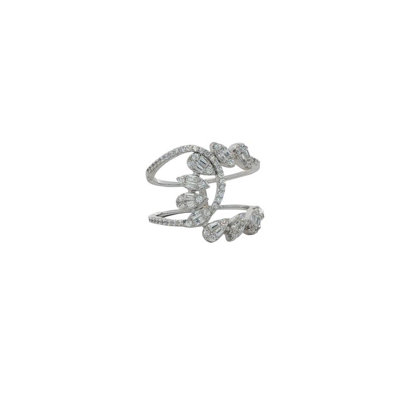 OS Dual Line Pear Overlapping X Cross Ring
