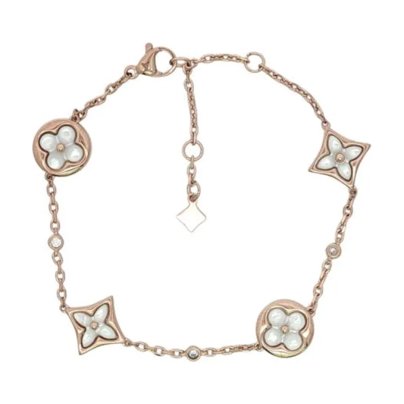L&V - 4 Flowers Bracelet w Tiny 2 Studs 