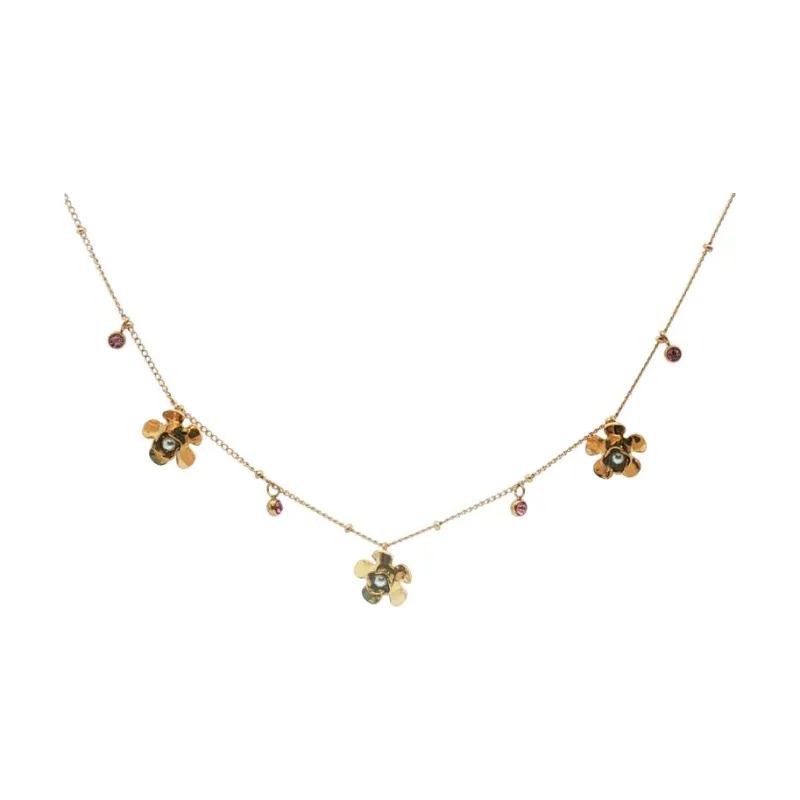 Centre Pearl Triple Floral Choker