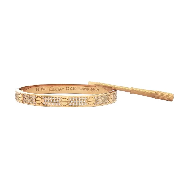 CAR Full Stone Love 2 Row Screw Bangle Thin 