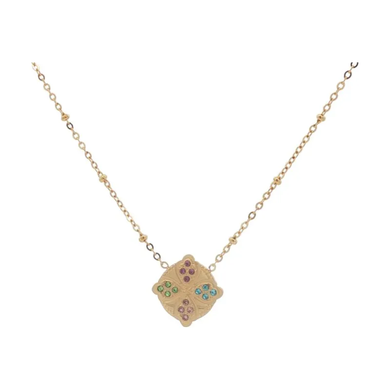 Clover charm w 4 colored tiny stones Choker