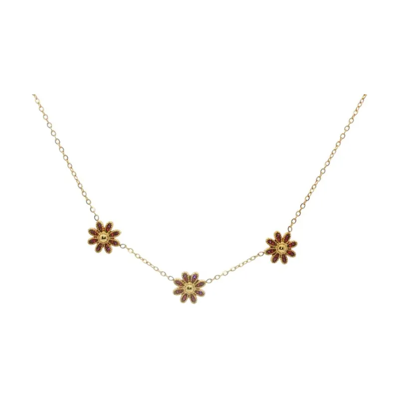Triple Stone Flower Bloom Choker