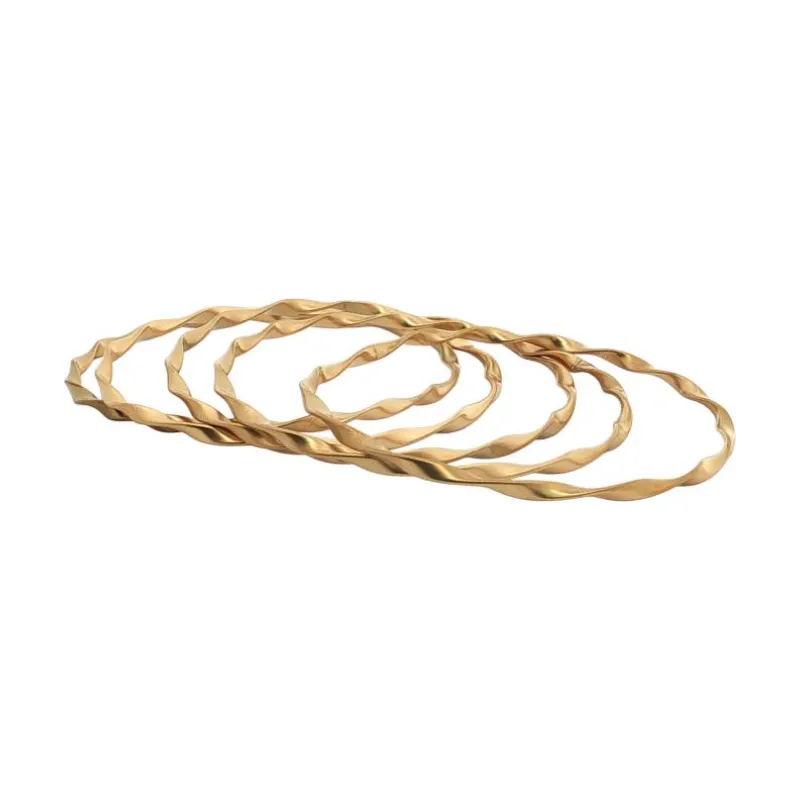 Twisted 4pcs Gold Matte Bangle