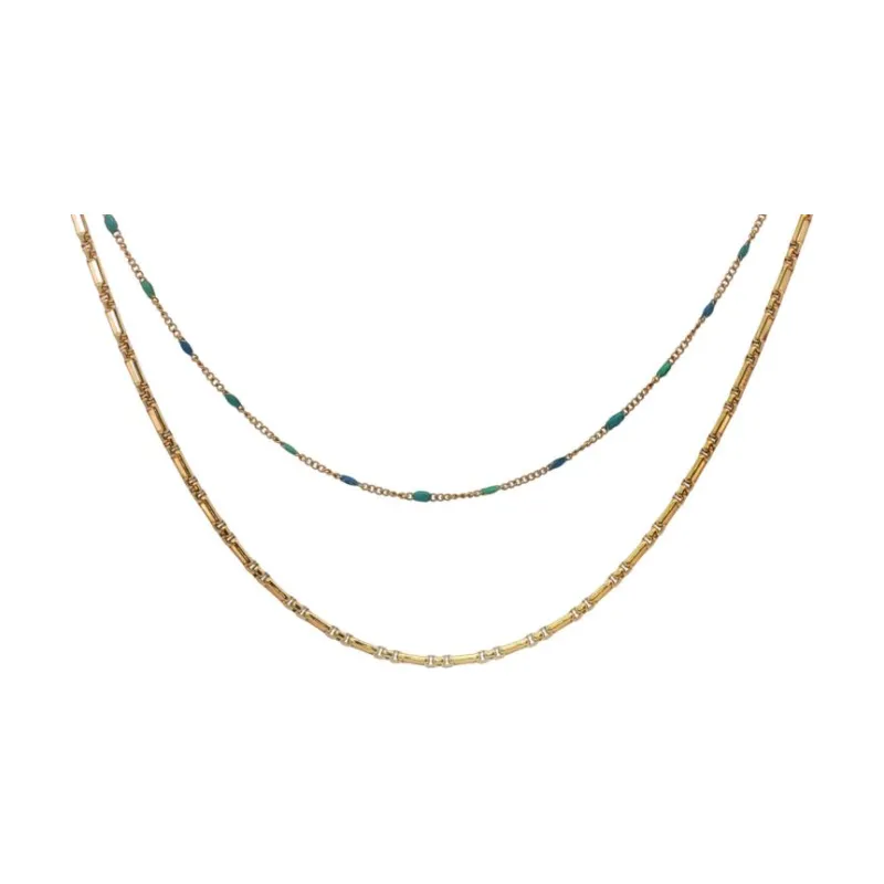 Dual Layered Color Palette Link Chain Choker