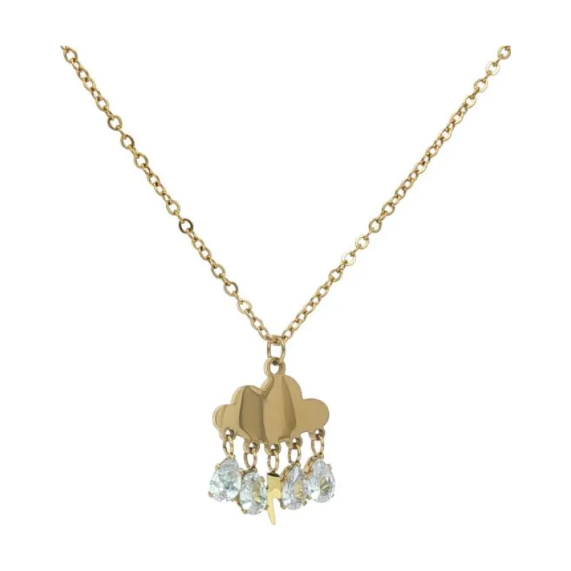 Thunder & Cloud w 4 Stones Necklace