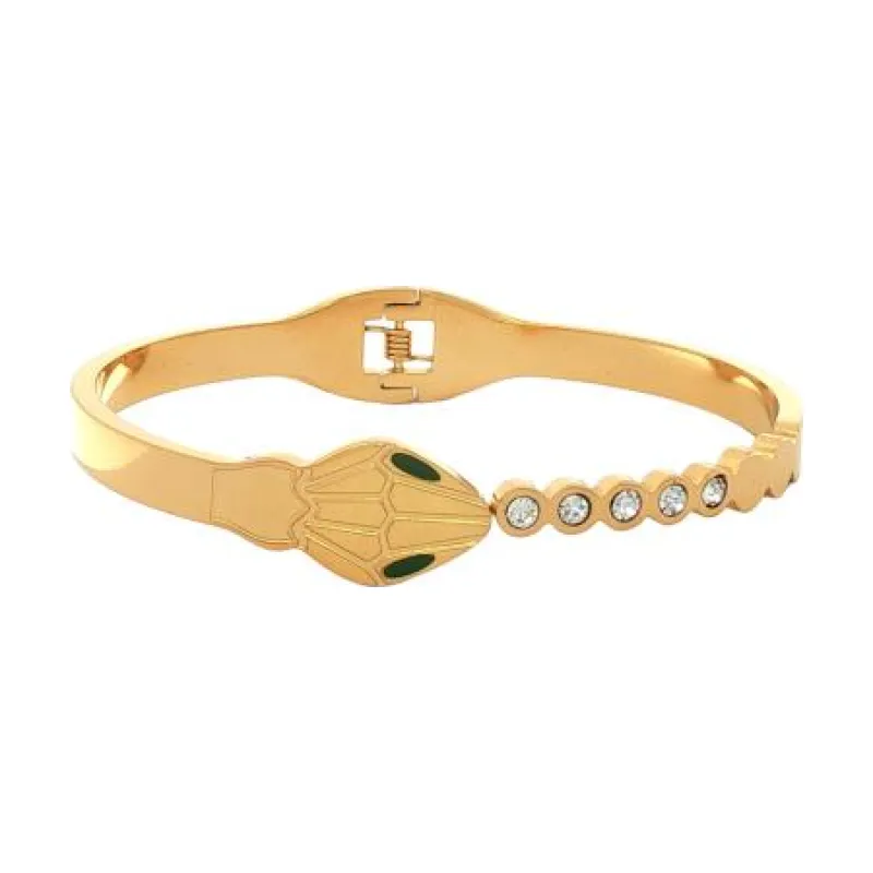 Snake Head with Green Eye 5 Stones Bangle