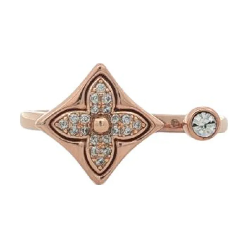 L&V - Diamond Flower w Stud Open Ring