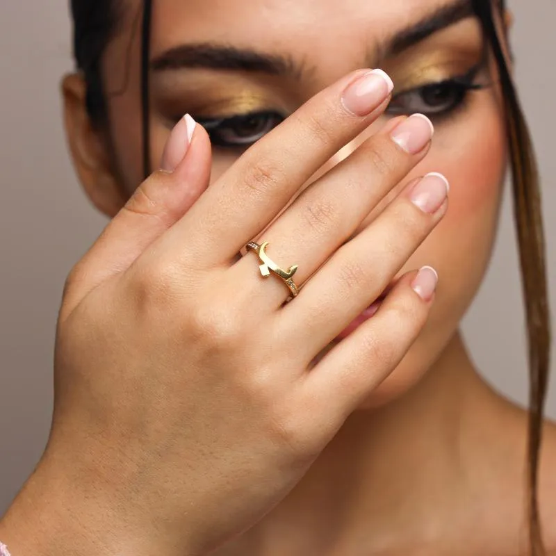 Arabic Letters Stones Ring 