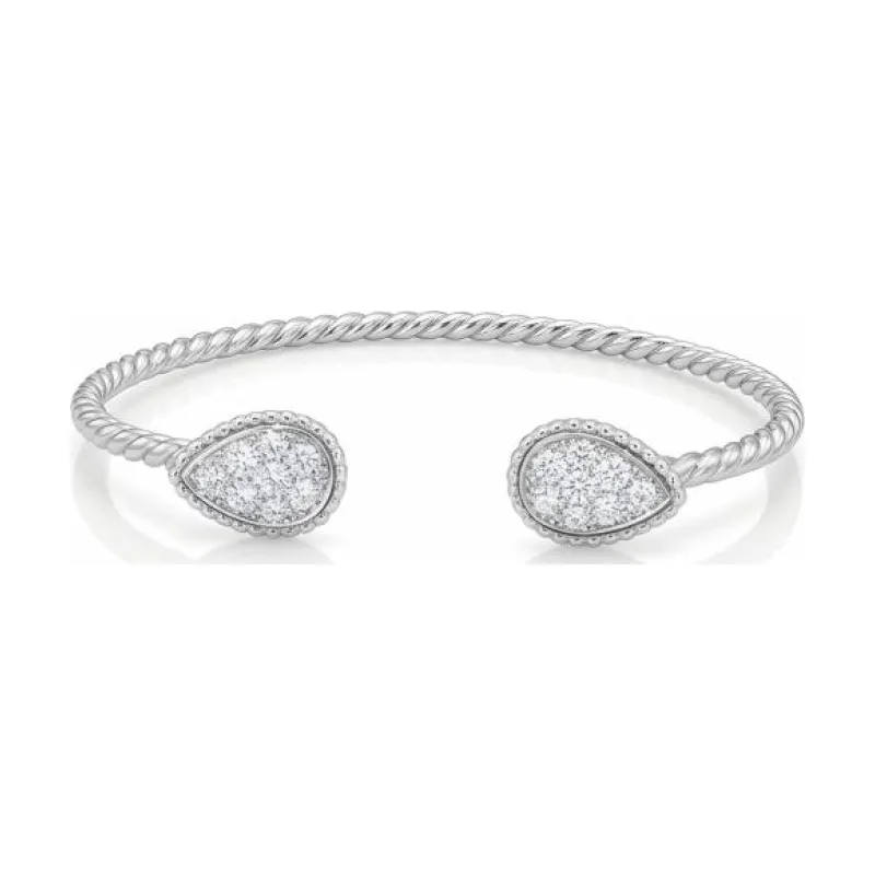 BO Small Full Stone Teardrop Open Bangle