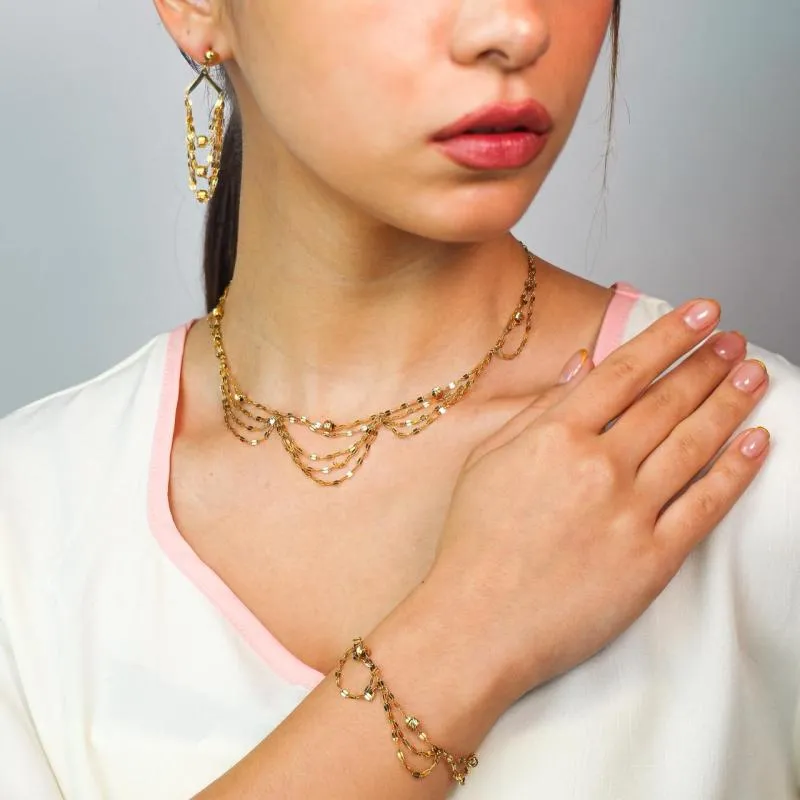 Multi Layered Lip Chain w Beads Set