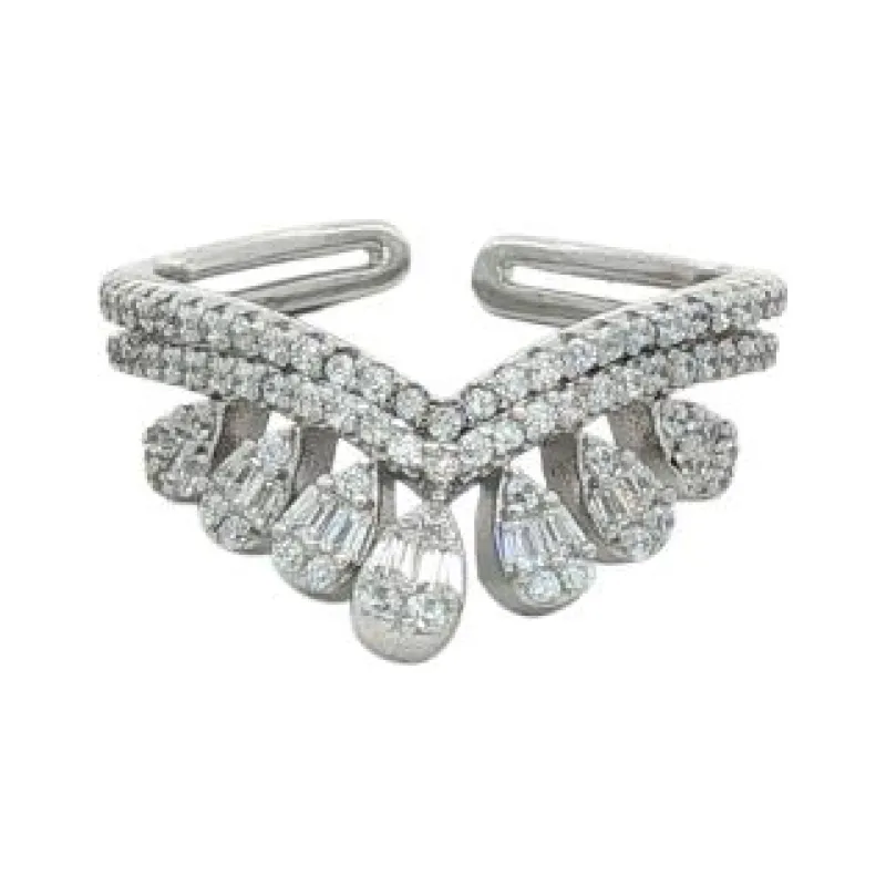 OS 7 Pear Queen Crown Open Ring