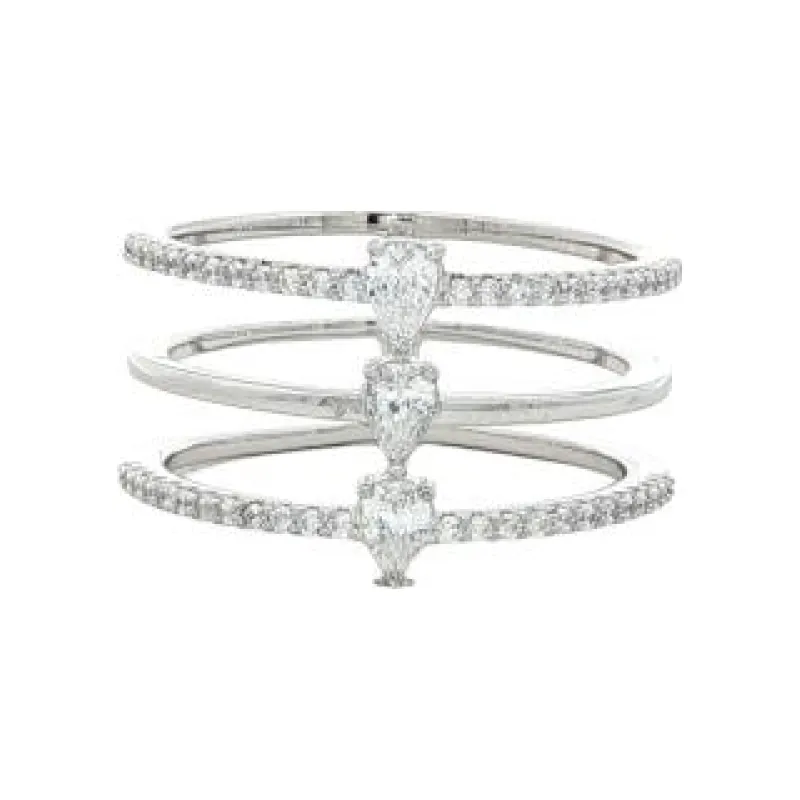 OS Triple Row Pear Drop Ring 