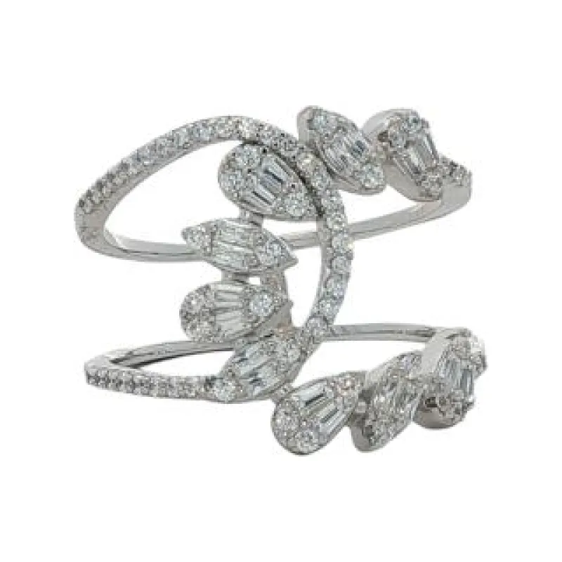 OS Dual Line Pear Overlapping X Cross Ring
