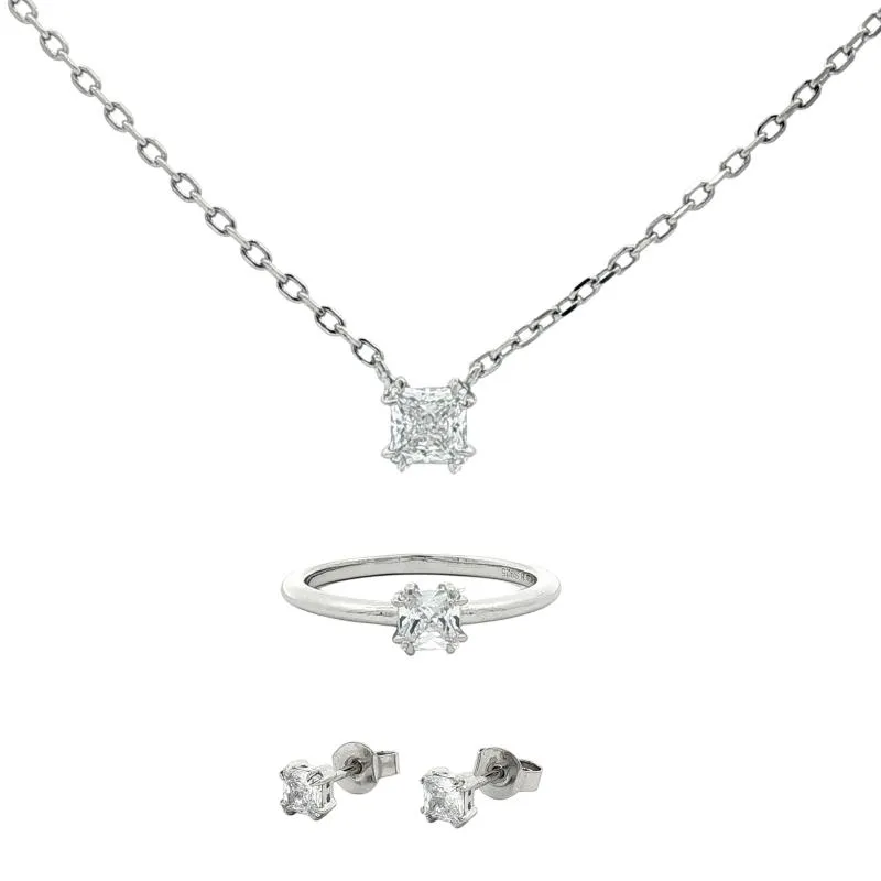 OS Set Med Crystal Square Stud 