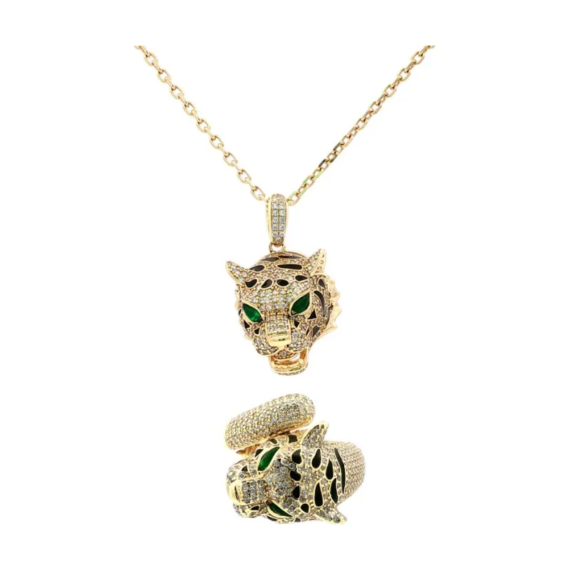 OS Set Green Eye Big Full Stone Panter Head