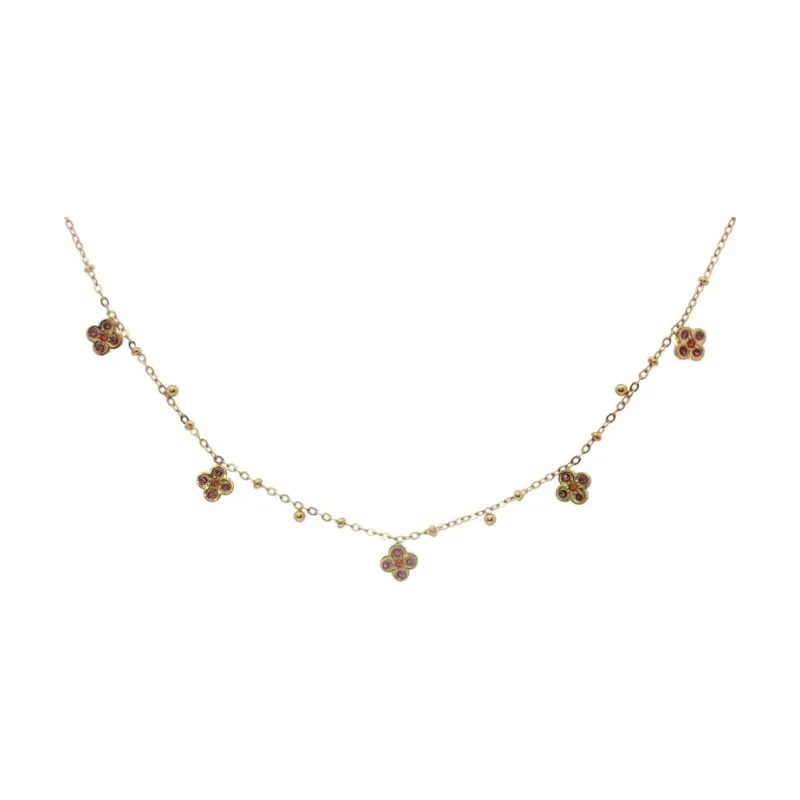 Five Stone Clover W Beads Choker