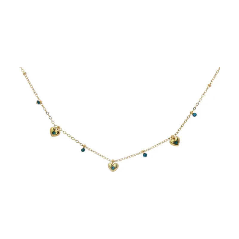 Stone Centre Tiny Heart W Stones Choker