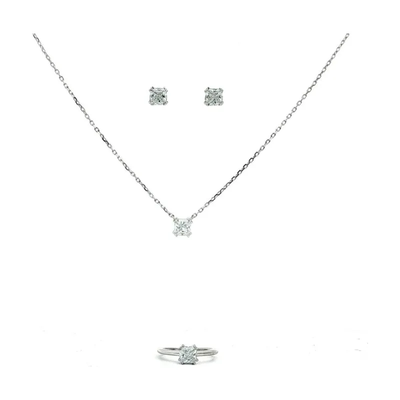 OS Set Small Crystal square Stud 