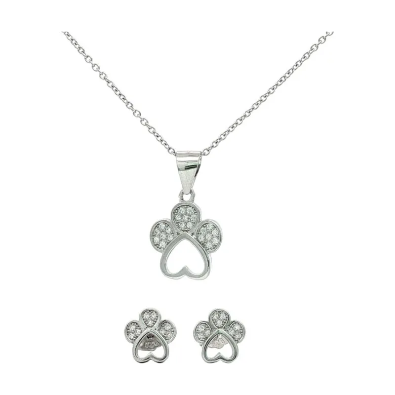 OS Set Heart Shaped Cat Full Stone Paw