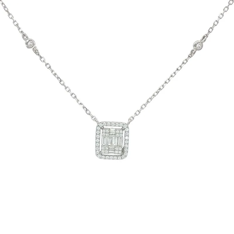 OS Rectangular Cut With Studs Necklace