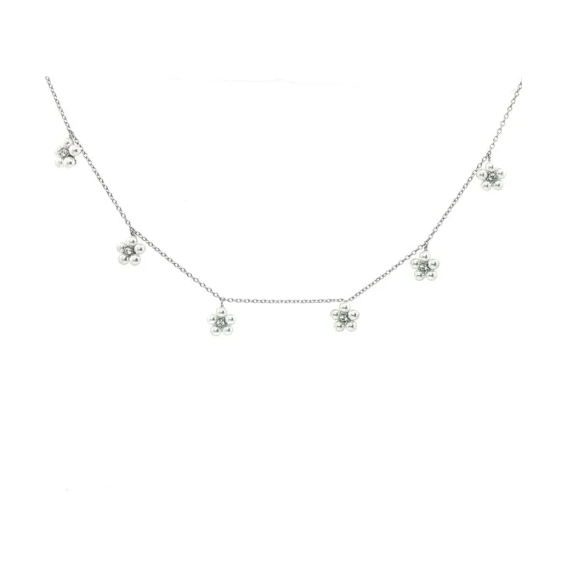 OS - 6 Flowers with Pearls Studs Chokers