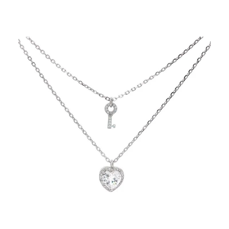 OS Heart Shining Stone With Key Chain Necklace