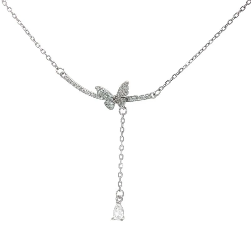 OS Butterfly Teardrop Stone Necklace
