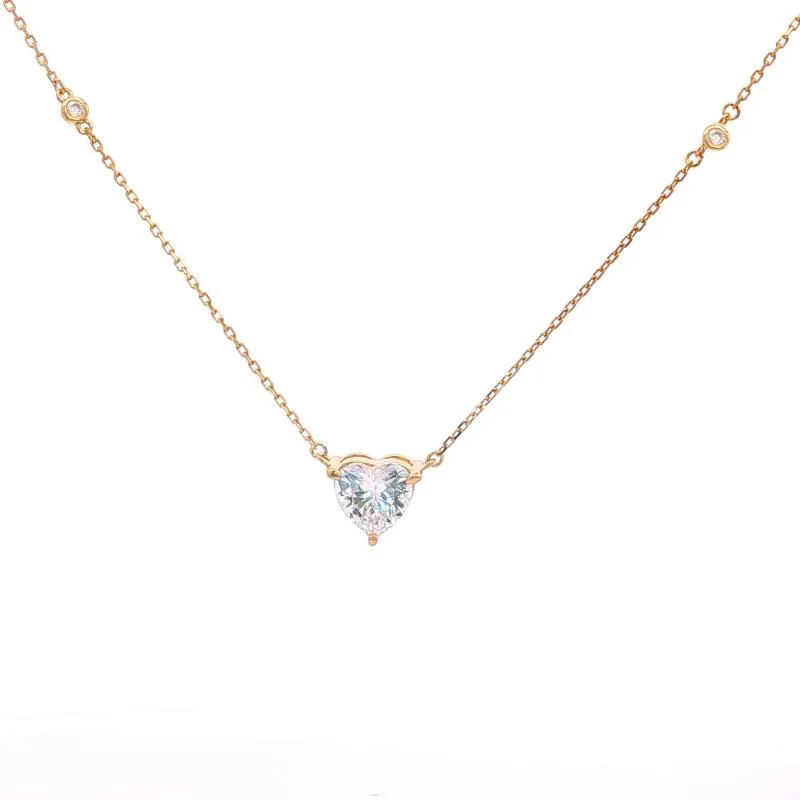 OS crystal Heart Stone With 2 Studs Necklace