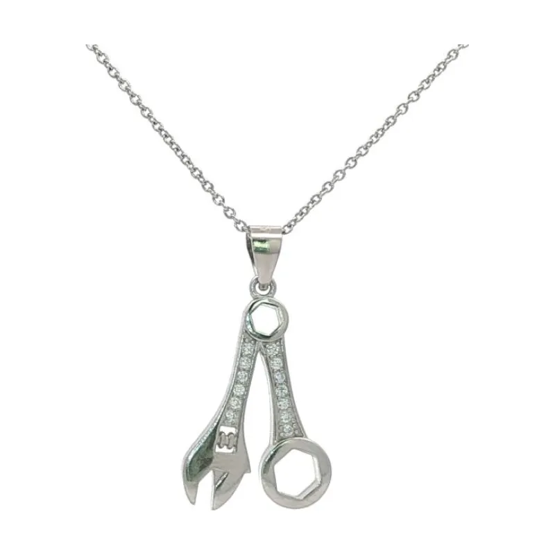 OS Full Stone Mechanic adjuster Ring Spanner Necklace