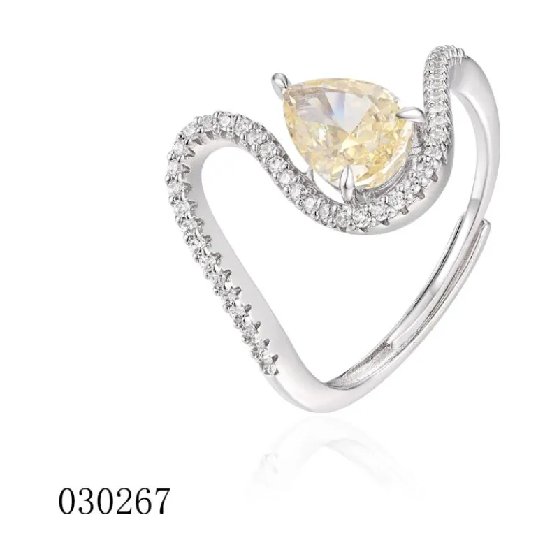 OS Crystal Wave Teardrop Ring