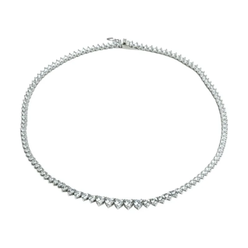 OS Heart Shaped Diamond Tennis Necklace