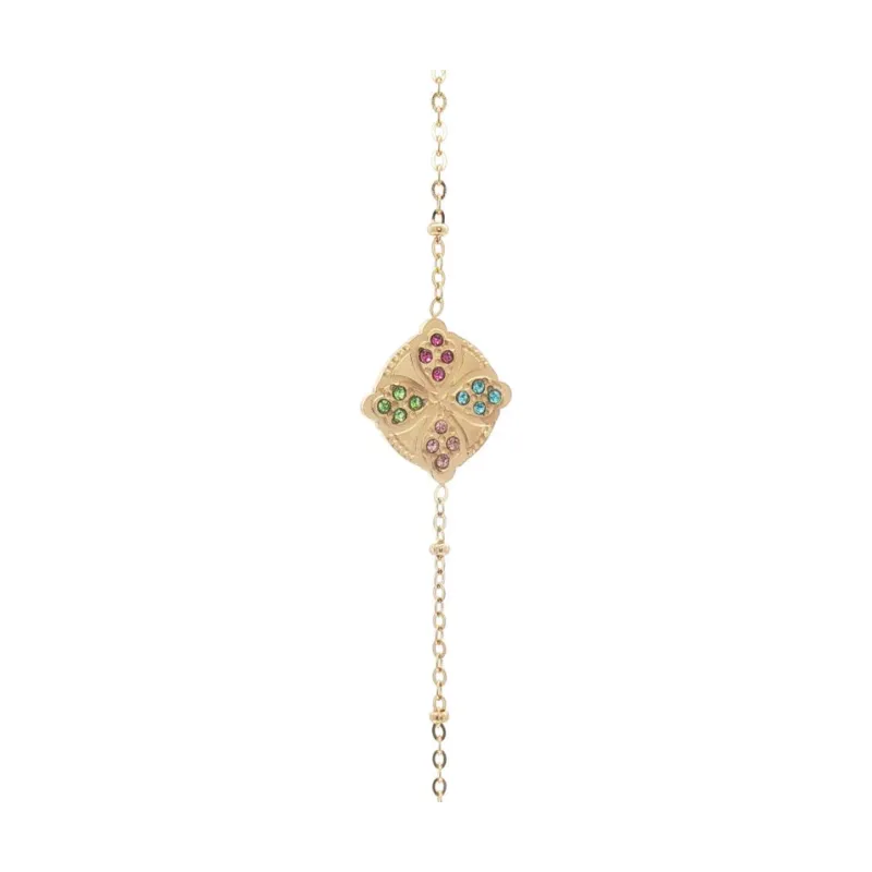 Mini - clover charm w 4 colored tiny stones