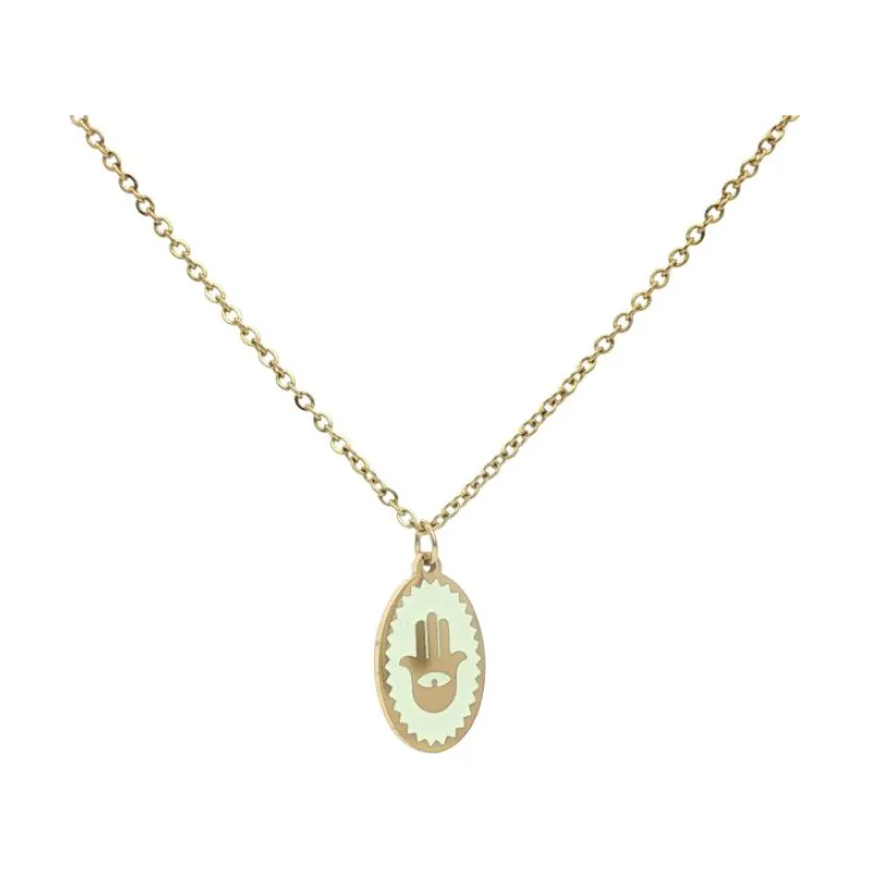 Oval w Palm & Beads Necklace