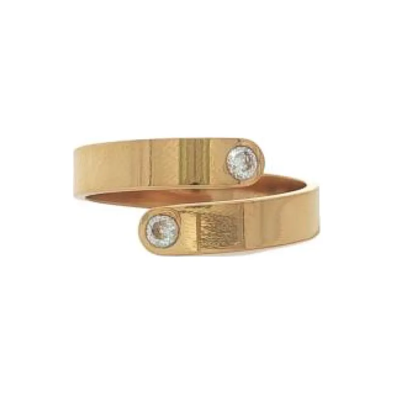 Golden Rivest coil open w 2 stones Rings