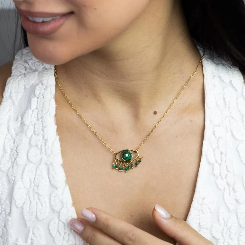 Green Marble Eye w Stud Necklace