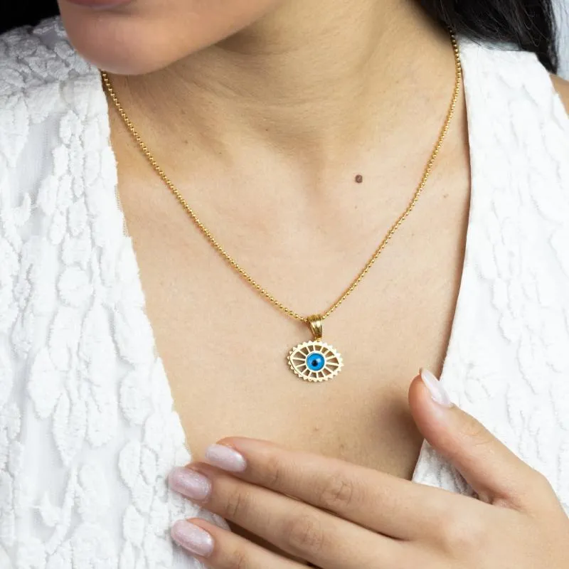 Dee Blue Eye Wheel Necklace