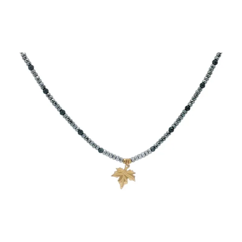 Canadian Leaf w Silver Beads Choker