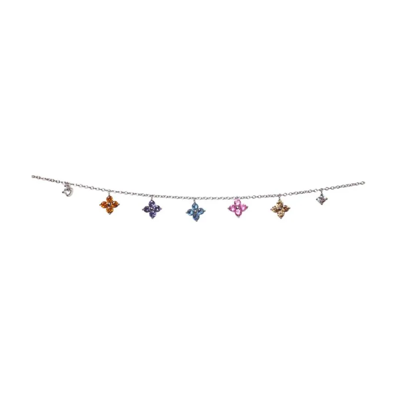 OS - Multi Coloured 4 Diamonds 5 Flowers Bracelet 