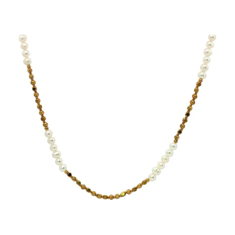 Full Pearls & Solid Cubes Choker