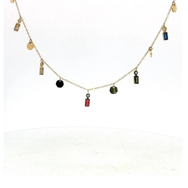 Alt Heptagon w Coloured Stones Choker