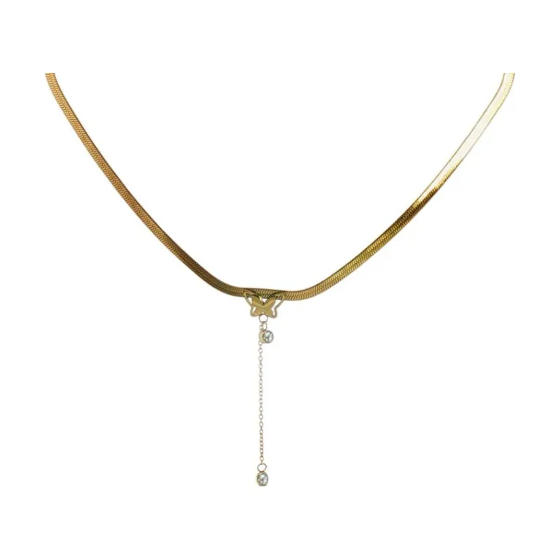 Butterfly w Studs Snake Chain Choker