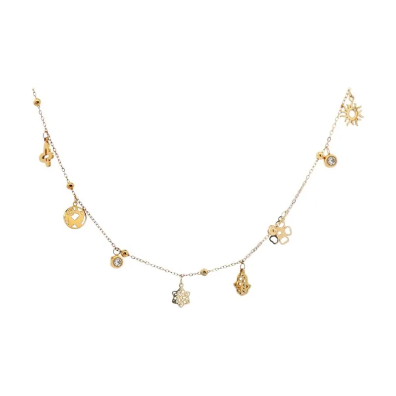 Multi Charms w Studs & Beads Choker
