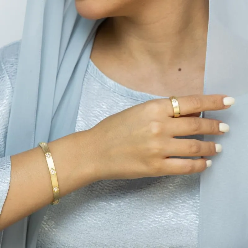 SA Bangle Set - Brushed Clover Floral Cuff