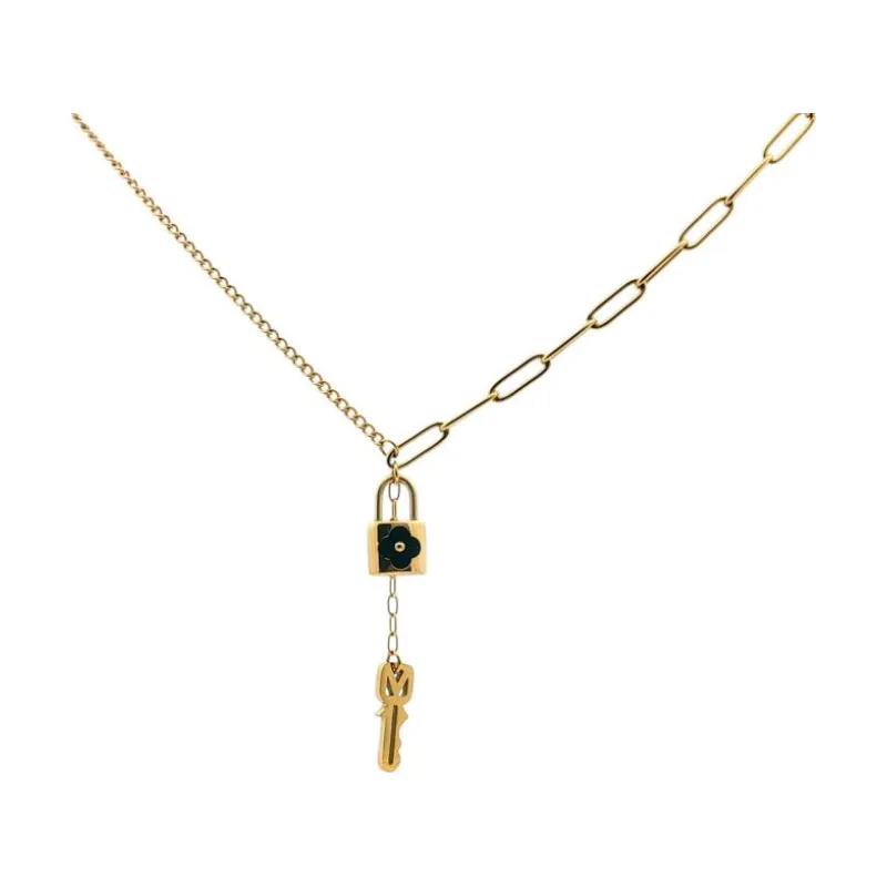2 Diff Chain Lock Key Necklace